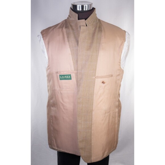 Ralph Lauren Mens Beige Herringbone 2 Button Sport Coat Blazer Jacket Sz 48R EUC - Picture 11 of 13